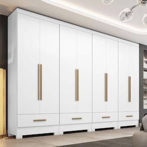 Quarto Modulado 4 Peças 8 Portas 4 Gavetas Smart Plus Branco