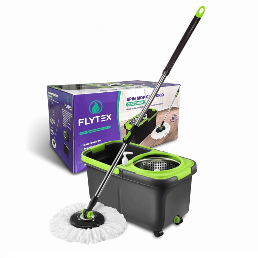 Spin Mop Giratório Com Cesto  Inox Flytex