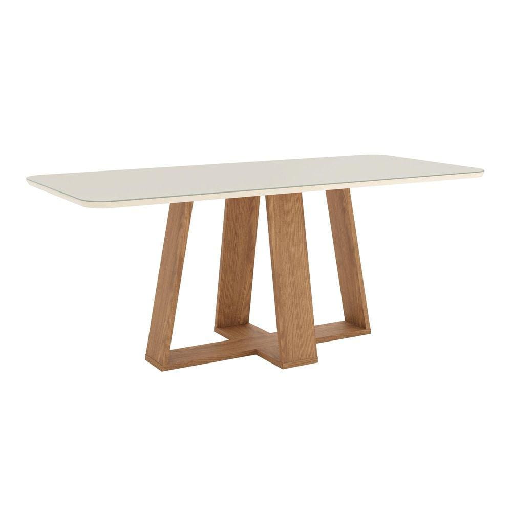 Mesa de Jantar Lins 200 C/ Vidro Nature/Off White - Henn
