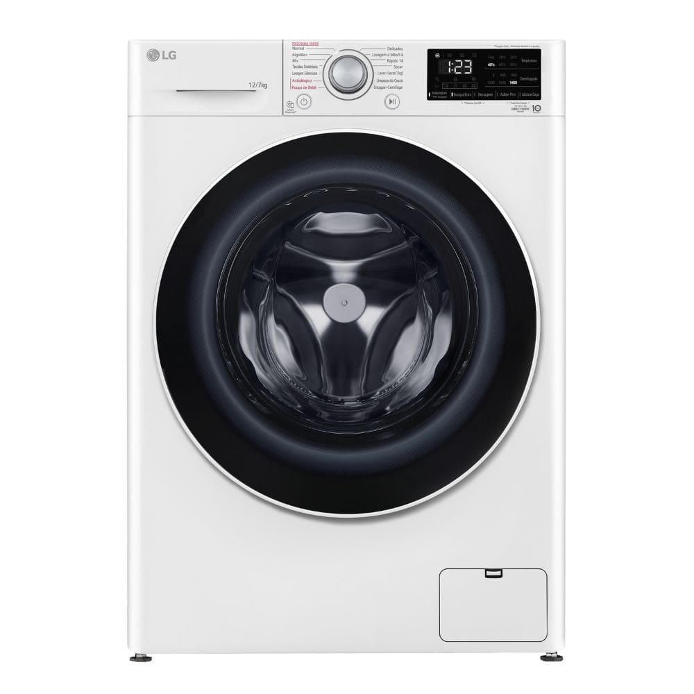 Lava e Seca Smart com Inteligência Artificial AIDD 12Kg LG VC5 CV3012WC5 Branco