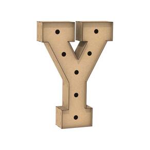 Letra Caixa Grande Y Mdf 60Cm Altura Furo Lampada Iluminação