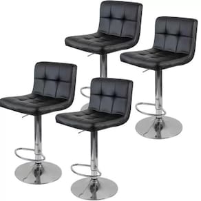 Conjunto com 4 Banquetas Acionadas Gomos Confot Giratoria PRETA