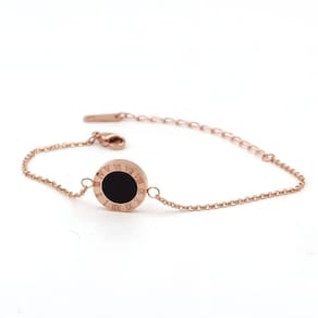 Pulseira Feminina Lyra Número Romano Banhada A Ouro Rosê Aço