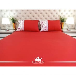 Jogo De Cama Queen 3 Pçs Em Malha 100% Algodão Vermelho