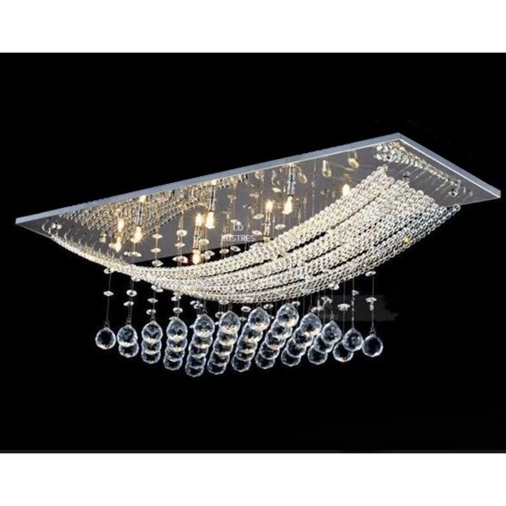 Luminaria De Cristal Moderno Retangular Para Mesa De Jantar