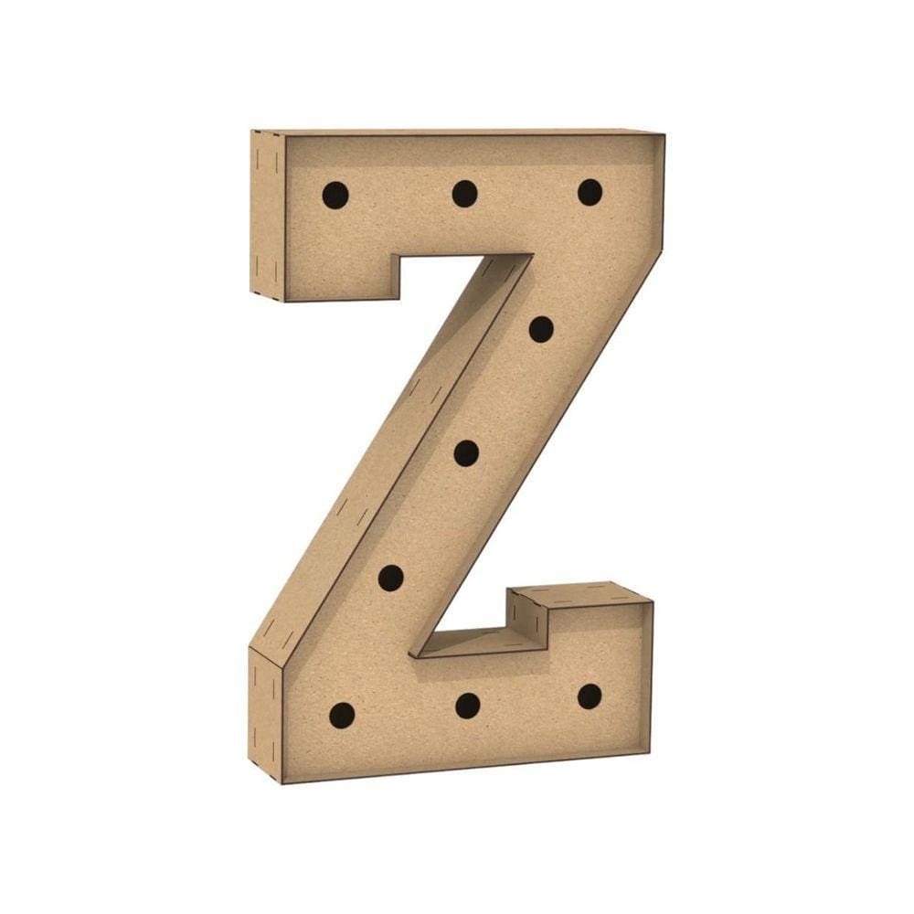 Letra Caixa Grande Z Mdf 90Cm Altura Furo Lampada Iluminação