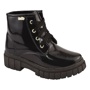 Bota Infantil infanto juvenil Coturno menina Cano baixo feminino 28 ao 34 Verniz