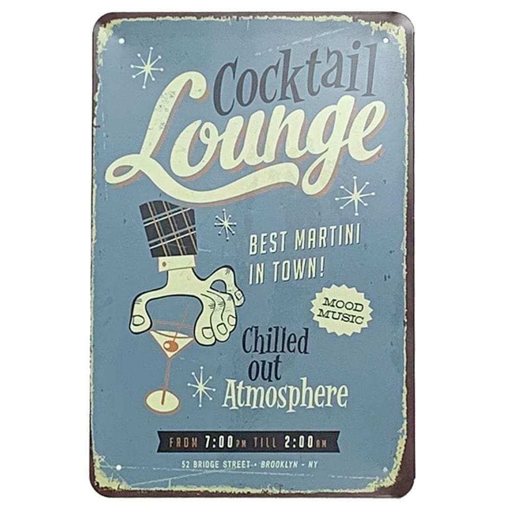 Placa De Metal Cocktail Lounge