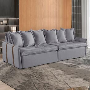 Sofá Retrátil e Reclinável 194cm M161 Linho/Cinza