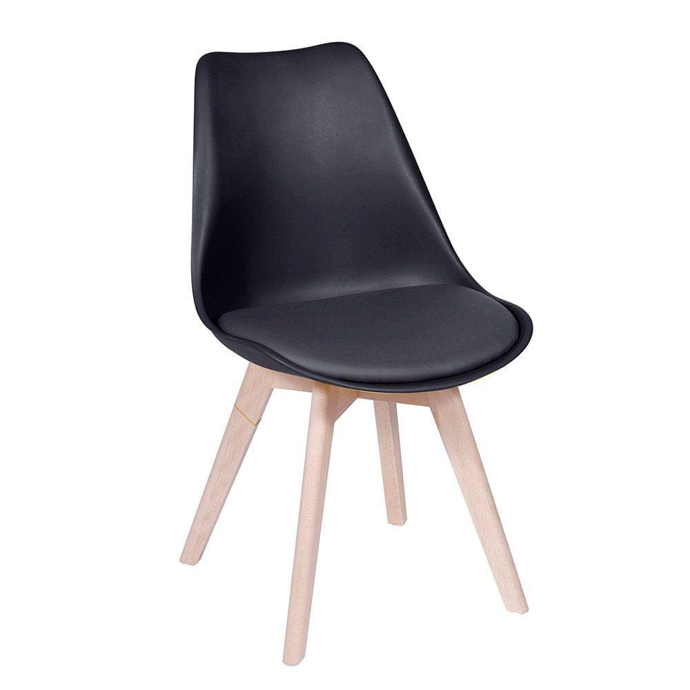 Cadeira Joly com Base em Madeira – Preto