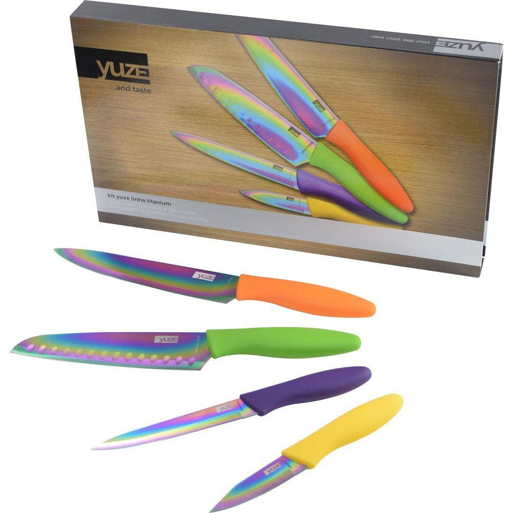 Kit De Facas Linha Titanium Color 04 Pecas - Yuze