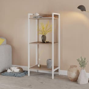 Estante para Livros Industrial Aço Multiuso 3 Prateleiras 104x45cm Active Yescasa Nogal / Est.Branca