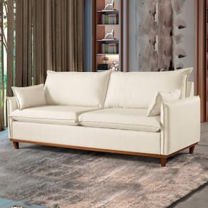 Sofá 3 Lugares 220cm M168 em Linho Living Bege Claro