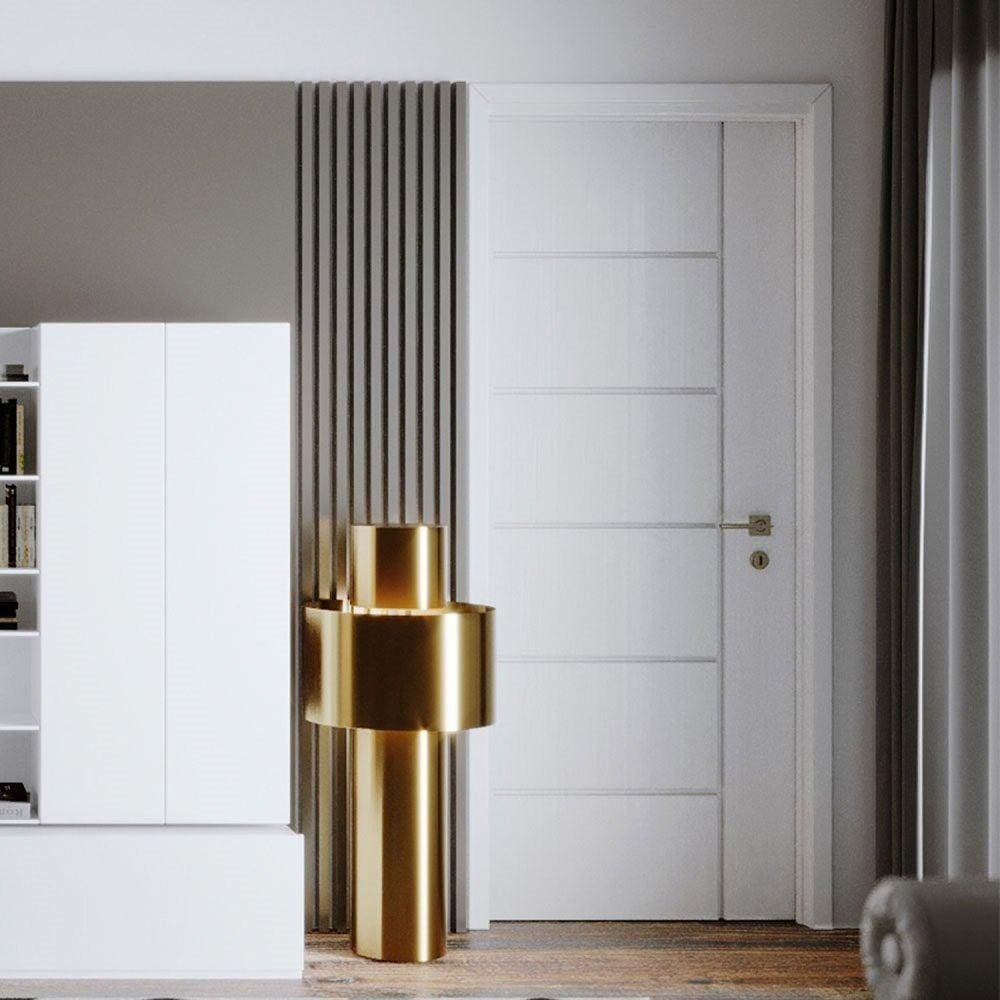 Folha de Porta de Madeira 210x80cm Espessura 3,5cm MMC Eucaplac Frisada Elegance Eucatex Branco Max