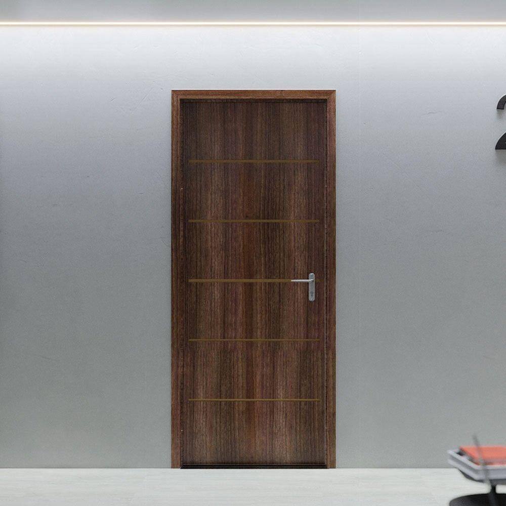 Folha de Porta de Madeira 210x80cm Espessura 3,5cm MMC Eucaplac Frisada Residence Eucatex Noce Ebano