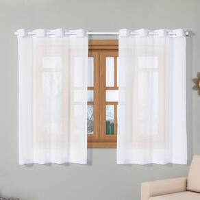 Cortina Voal Transparente 2,20M X 1,40M Sala Varanda Branco