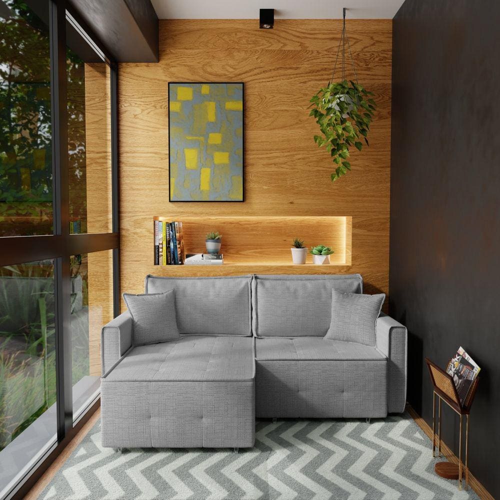 Sofá Cama Retrátil e Reclinável Onix 220 cm Scott Grafite