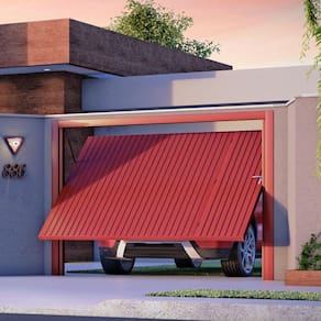Portão de Aço Galvanizado Contrapeso com Painel Chapa Frisada 220cmx240cmx8,7cm Cinza