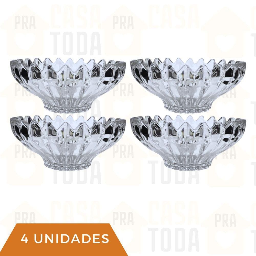 Jogo tigelas de Sobremesa 340ml vidro Transparente 4 unidades