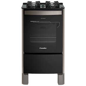 Fogão Esmaltec Esmeralda Glass 4 Bocas Inox Com Forno Autolimpante E Acendimento Automático