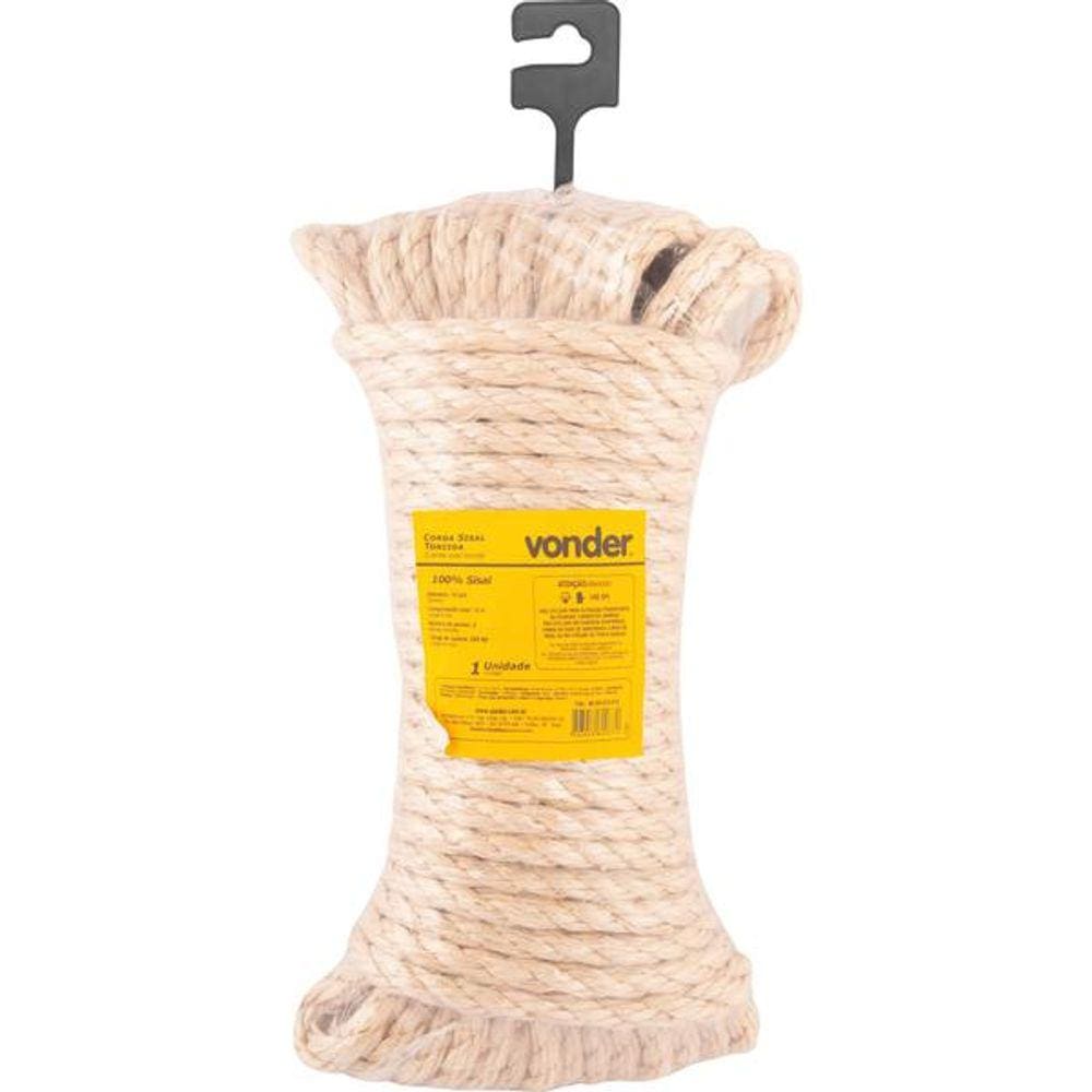 Corda Sisal 10mmx15m Cartela  - Vonder