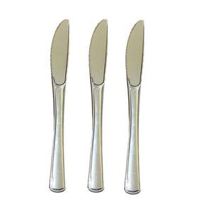 Facas Refeição Descartáveis Plástico Prata 19,5Cm- 24Un