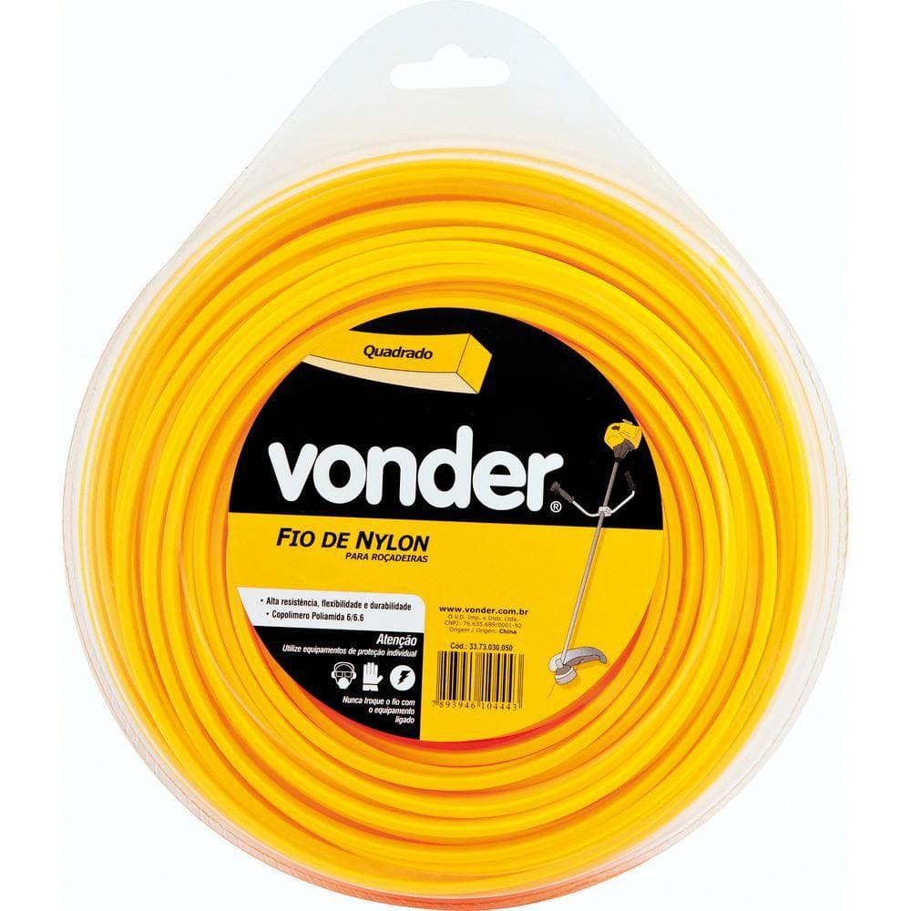 Fio De Nylon 3,0mmx50m Quadrado Para Roçadeiras E Aparadores