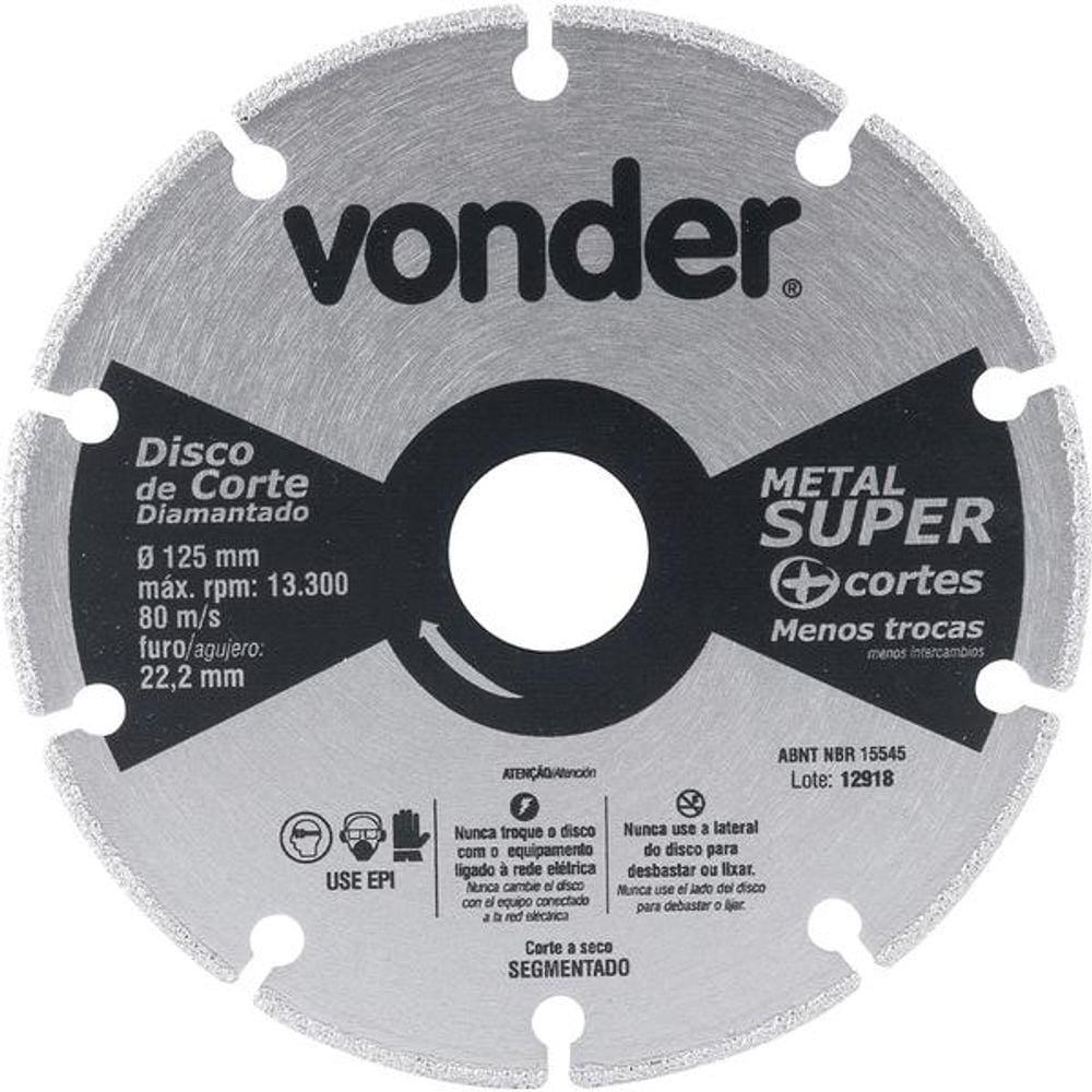 Disco Corte Diamantado 125mm Metal Super - Vonder