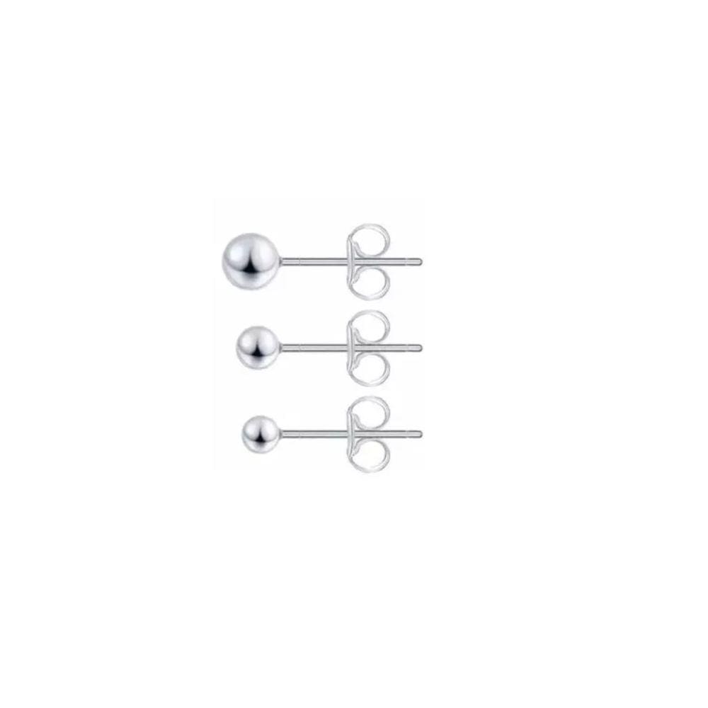 Brinco Bola Trio 4mm, 6mm e 8mm Folheado a Prata