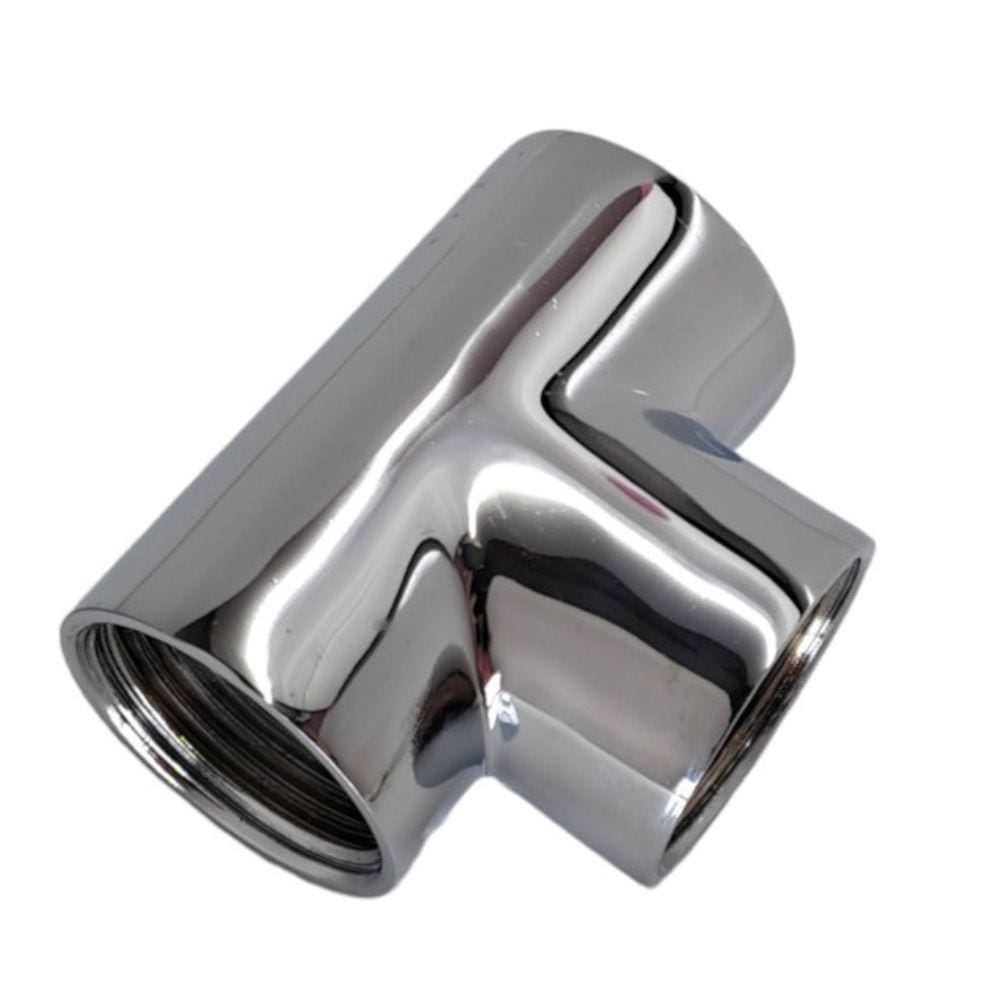 Tee 1 Polegada Cromado Rosca Interna em Latão