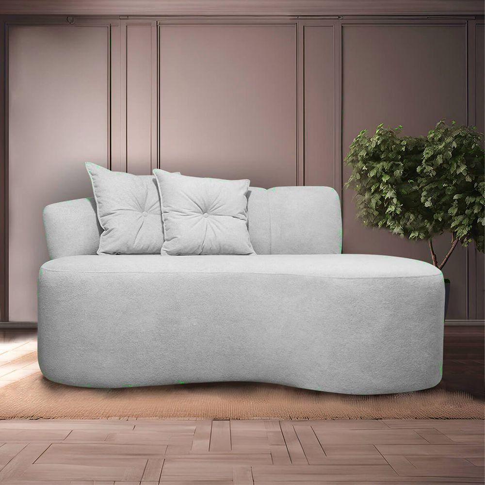 Poltrona Namoradeira Orgânica Plaza 1,45m Redondo Bouclê Cinza SOFA STORE