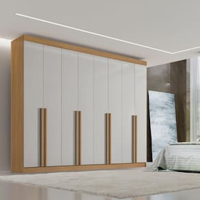 Guarda-Roupa Casal 08 Portas Império Cinamomo/Off White