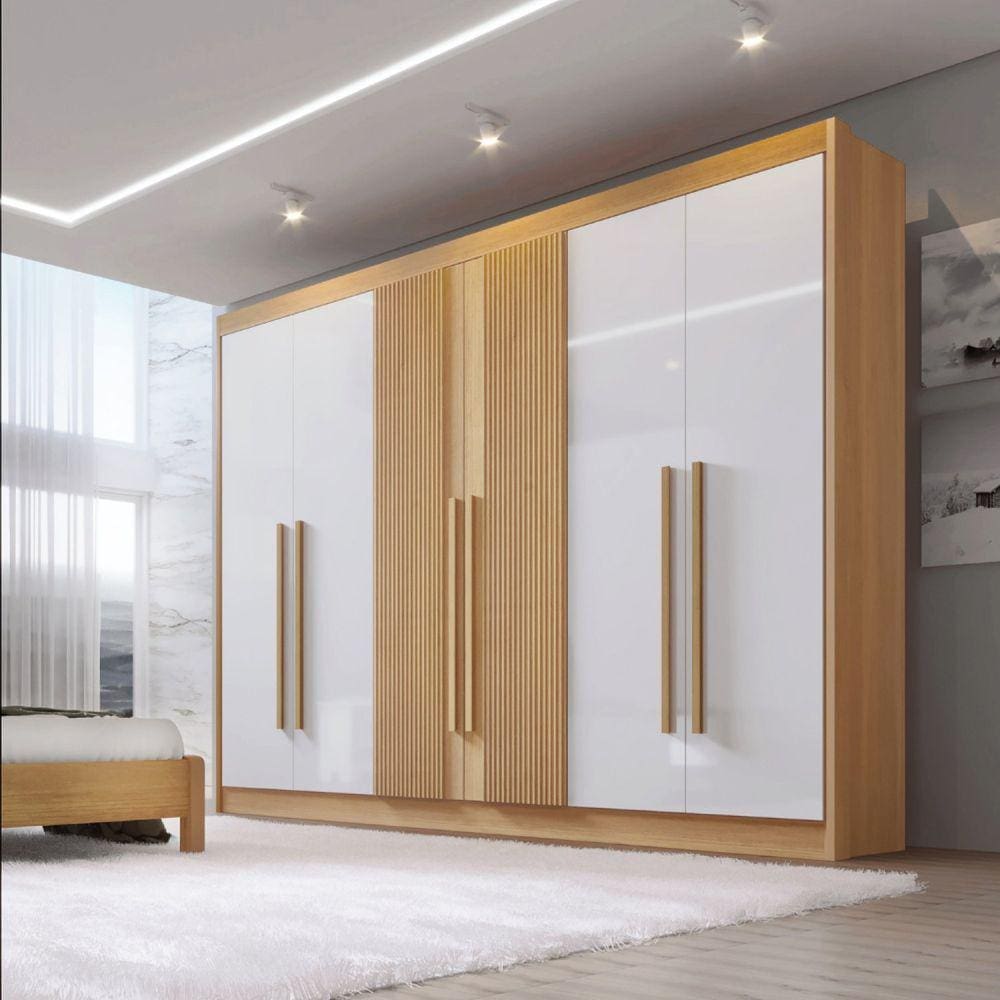 Guarda-Roupa Zeus Plus Ripado 06 Portas 06 Gavetas Cinamono/Off White