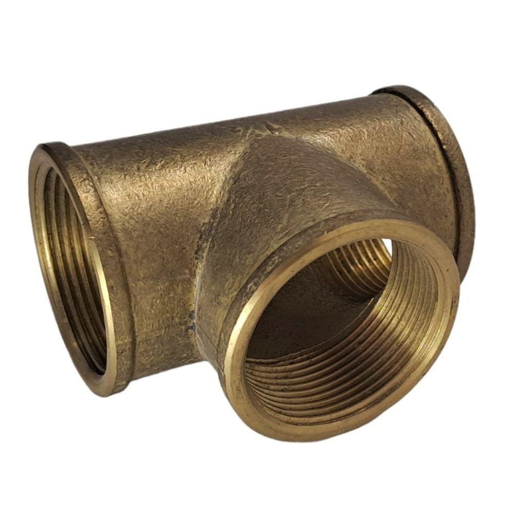 Tee 1.1/2 Polegada Amarelo Rosca Interna em Latão