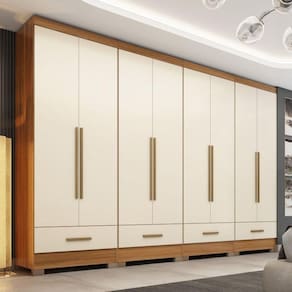 Quarto Modulado 4 Peças 8 Portas 4 Gavetas Smart Plus Cinamomo/Off White