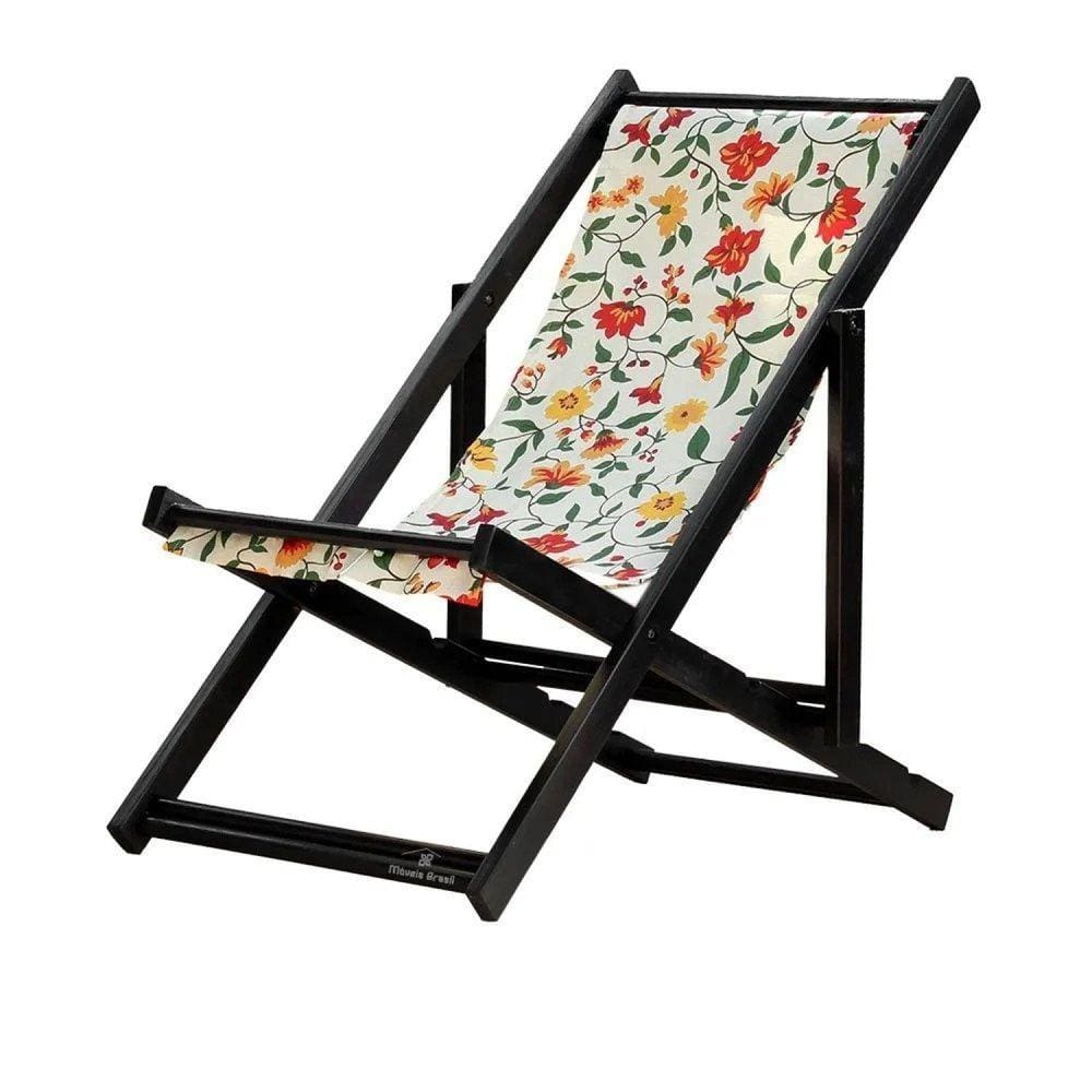 Espreguiçadeira Preguiçosa Dobrável sem Braço Black Floral