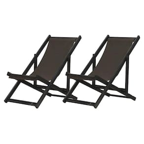 Kit 2 Espreguiçadeiras Preguiçosa Dobrável sem Braço Black Marrom