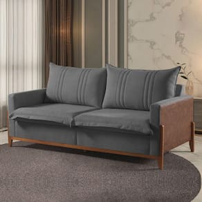 Sofá Living 2 Lugares 200cm em Veludo M156 Veludo Cinza