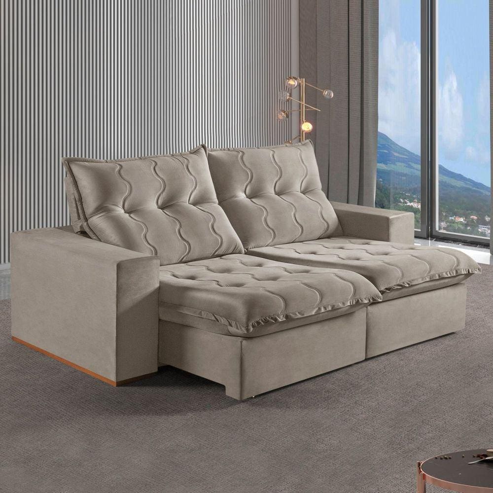Sofá Retrátil e Reclinável 290cm M177 Capuccino