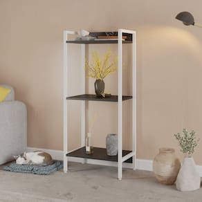 Estante para Livros Industrial Aço Multiuso 3 Prateleiras 104x45cm Active Yescasa Preto Ônix / Est.Branca