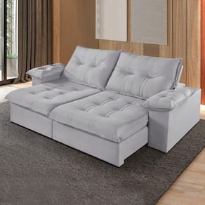 Sofá Retrátil e Reclinável 250cm M183 Cinza Claro