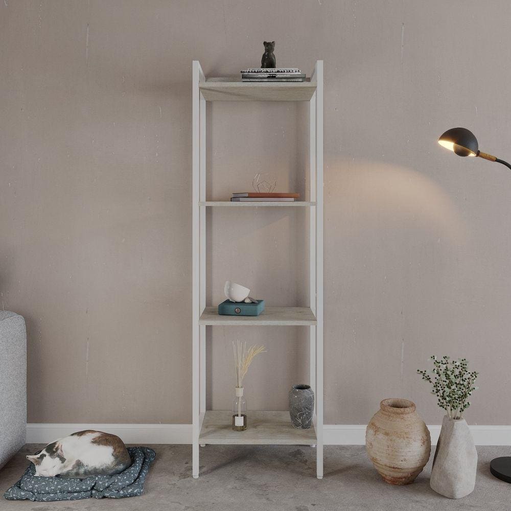 Estante para Livros Industrial Aço Multiuso 4 Prateleiras 146x45cm Active Yescasa Snow / Est.Branca