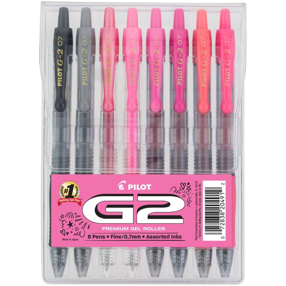 Canetas de rolo de gel PILOT G2 Premium Mean Girls, pacote com 8, 0,7 mm