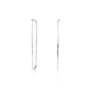Brinco Argola Retangular 2,8 Cm Em Ouro Branco