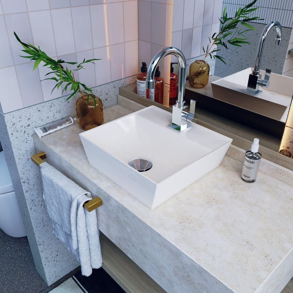 Cuba de Apoio para Banheiro AQ33 Angular Volcano Bege