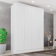 Guarda-Roupa Casal 4 Portas 2 Gavetas França Branco