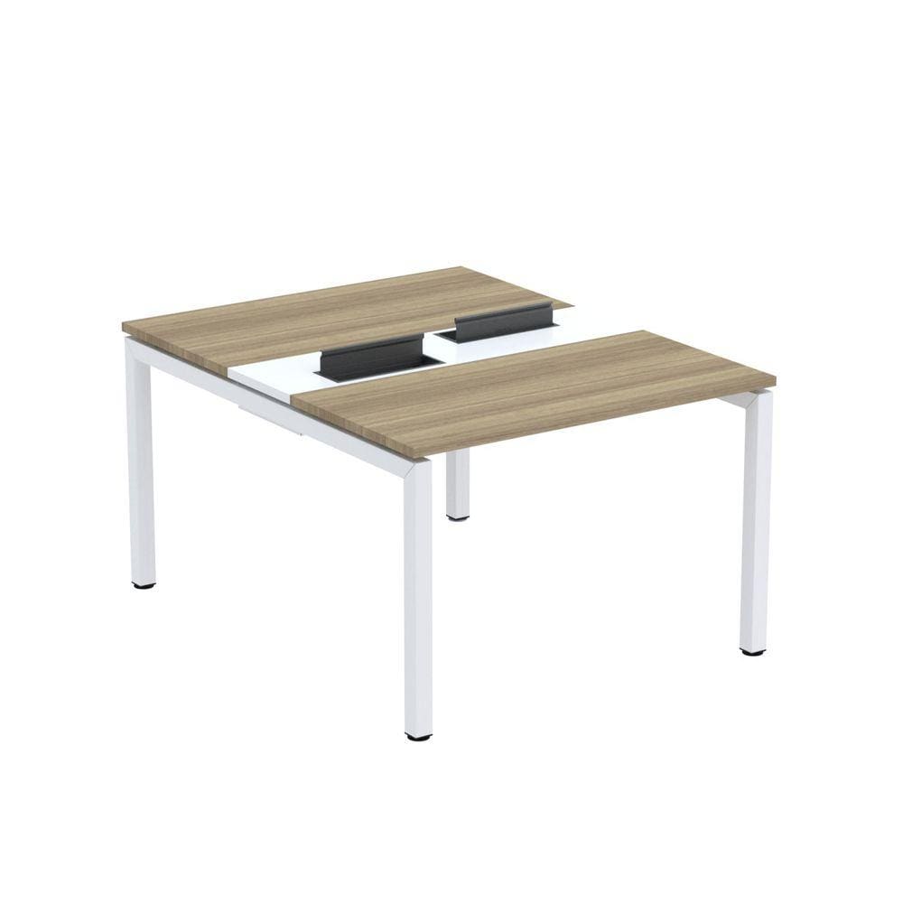Mesa Plataforma Dupla com Pé de Aço para Coworking 120X140/2P PDC12/14/2P Noce Naturalle/Branco