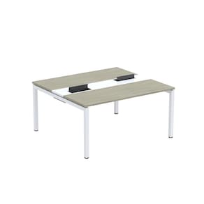 Mesa Plataforma Dupla com Pé de Aço para Coworking 150X140/2P PDC15/14/2P Nogueira casblanca/Branco