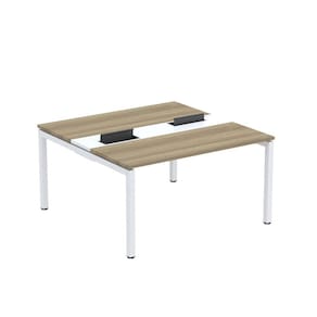 Mesa Plataforma Dupla com Pé de Aço para Coworking 140X140/2P PDC14/14/2P Noce Naturalle/Branco