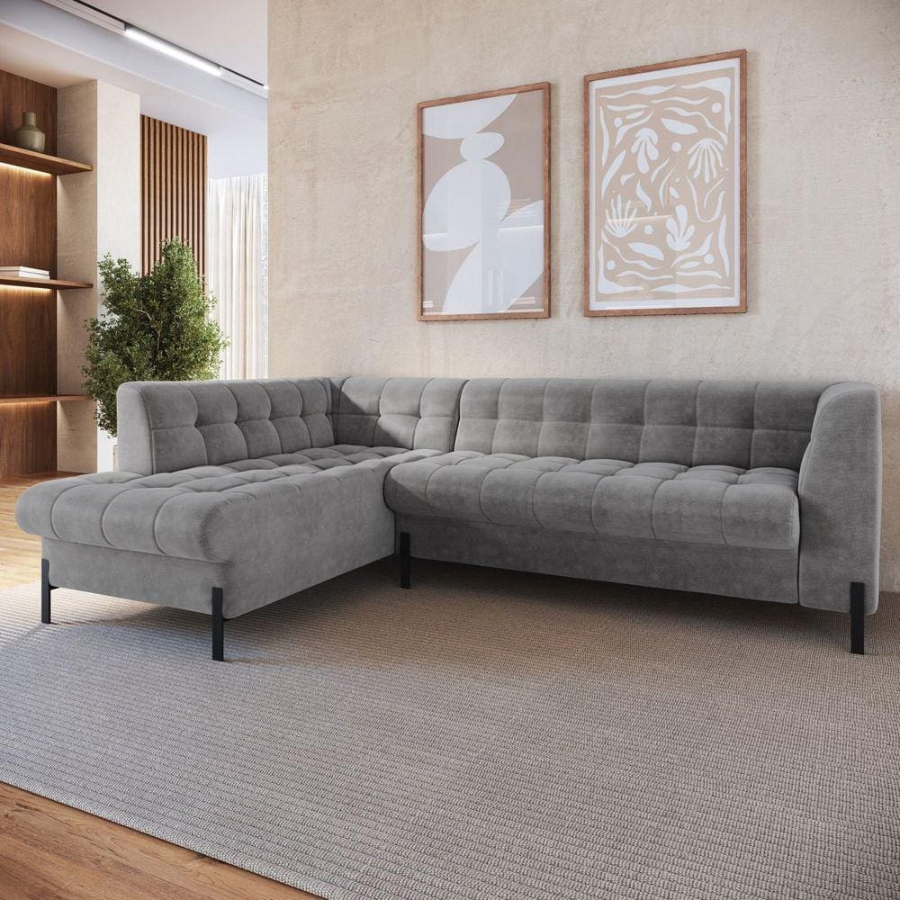 Sofá 3 Lugares com Chaise Terminal Cod. 2878 Zênite Yescasa Cinza